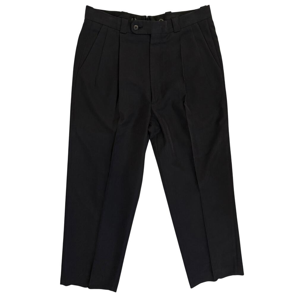 Asher-Winer Pleated Dress Trousers Black 32x28 Wool Blend